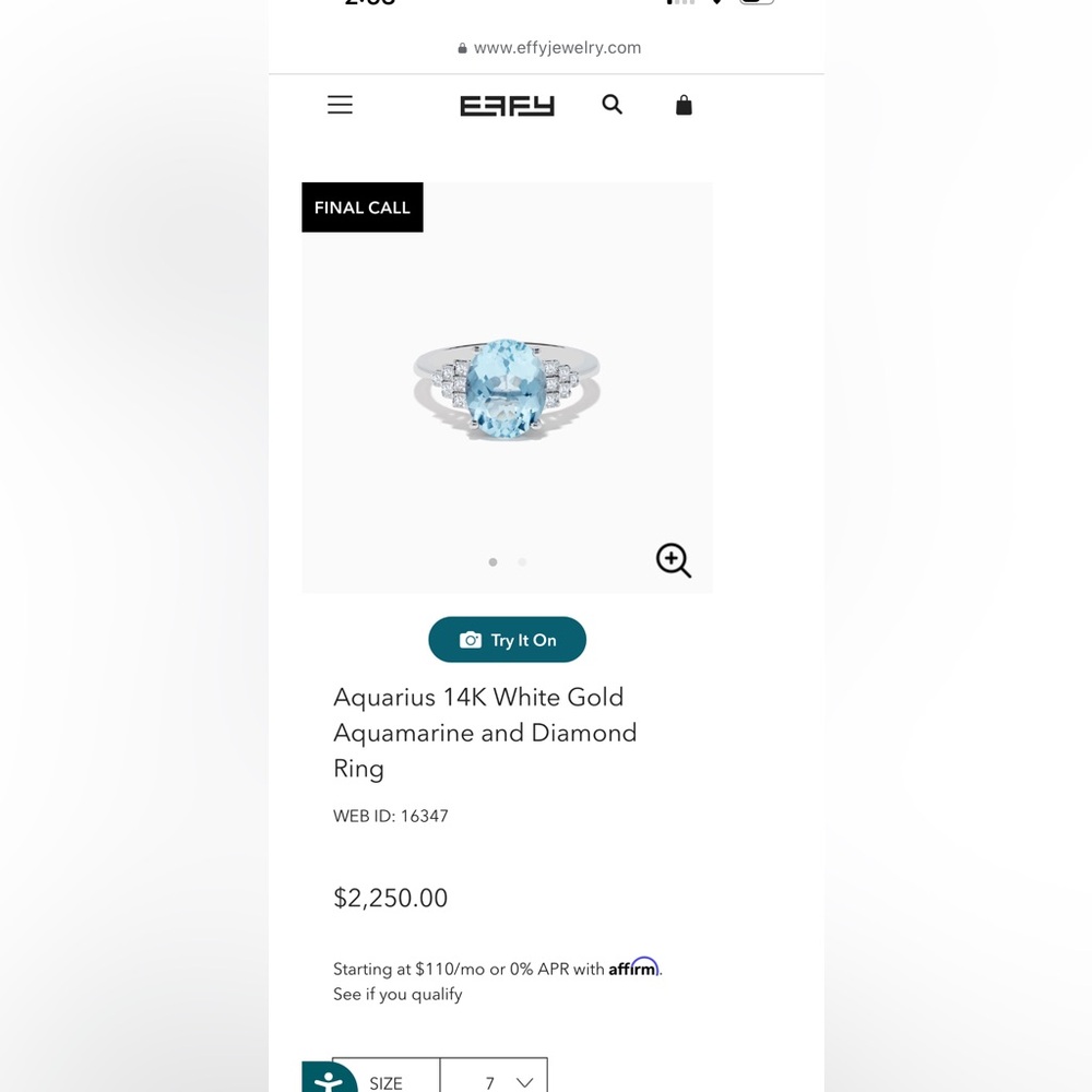 SOLD Effy Aquamarine & Diamond Ring 14kt WG MSRP $3,750 with Effy Certificate - Picture 15 of 16